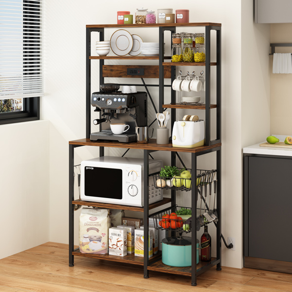 6-Layer Microwave Oven Rack with S Hooks - Organize Kitchen