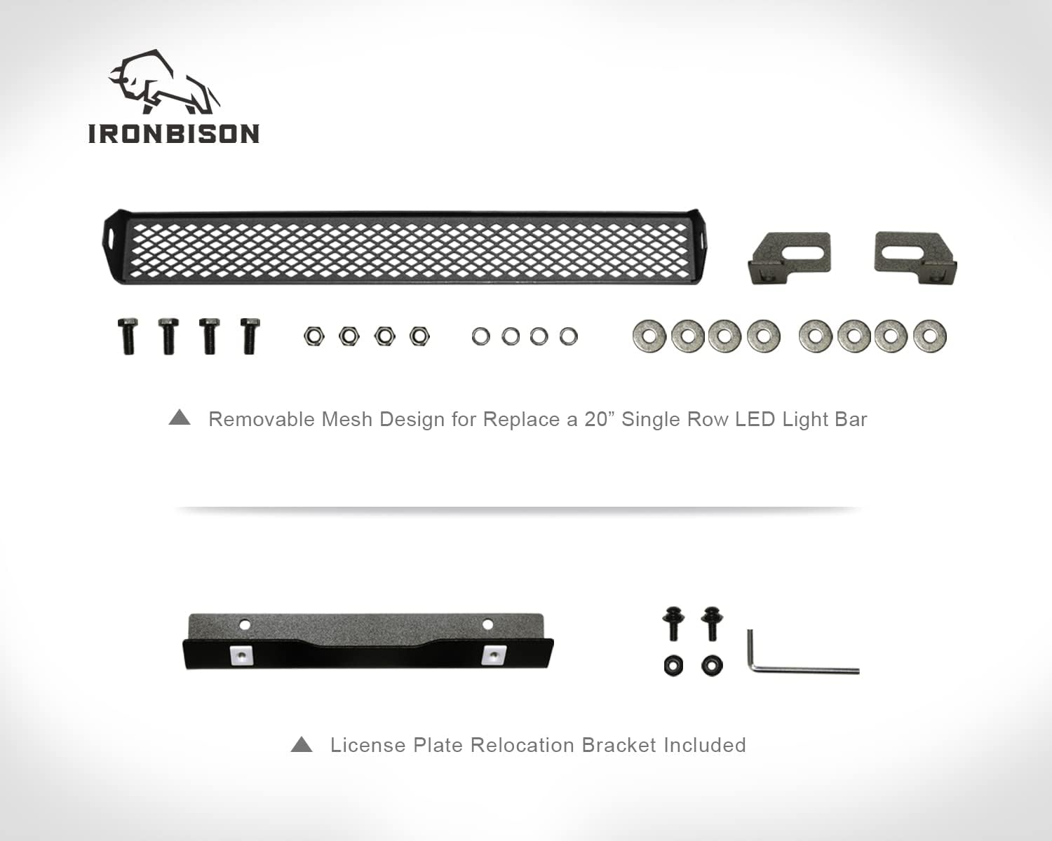 IRONBISON Barde Bull Bar Compatible with 2005-2022 Toyota Tacoma Pickup Truck Fine Textured Black Front Bumper Brush Grille Guard Compatible with 20”