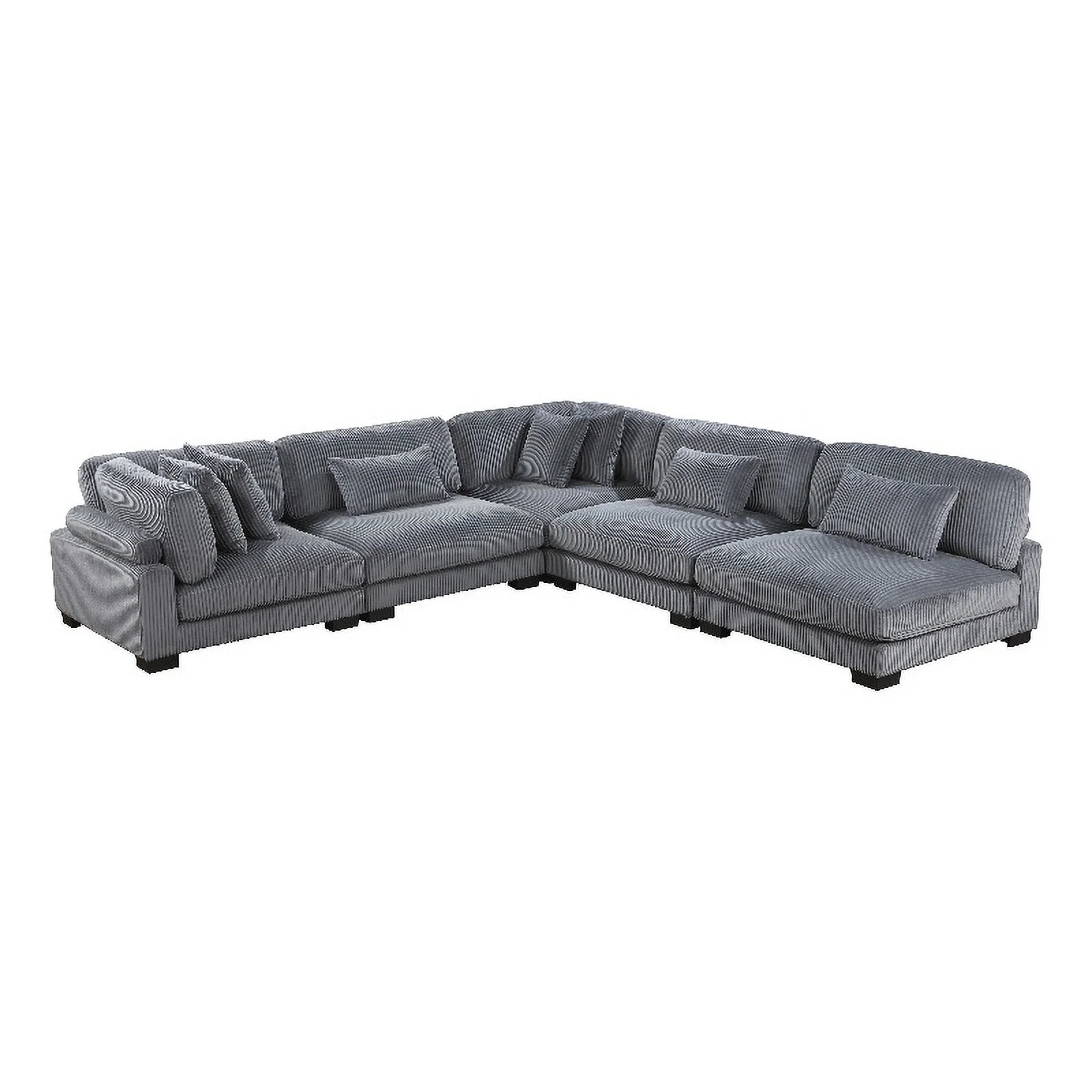 Lexicon Traverse 5-Piece Corduroy Upholstered Modular Sectional in Gray