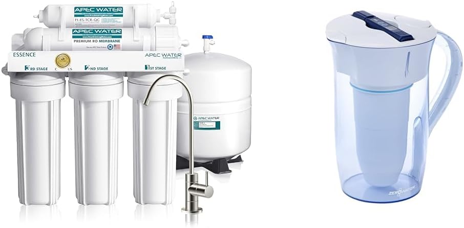 APEC Water Systems ROES-50 Essence Series Top Tier 5-Stage WQA Certified Ultra Safe Reverse Osmosis & ZeroWater 10-Cup Ready-Pour 5-Stage Water