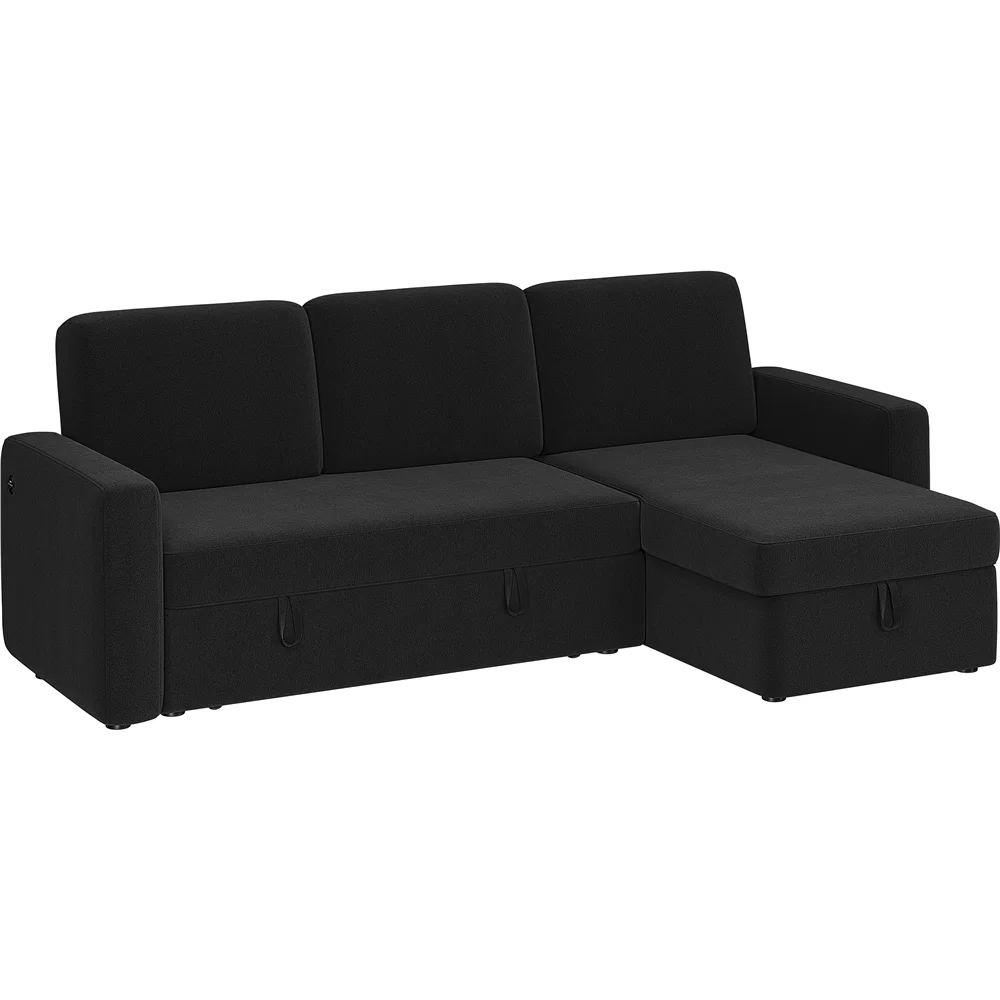 Alden Design Reversible Sectional Sleeper Sofa with USB & Type-C Ports, Light Gray