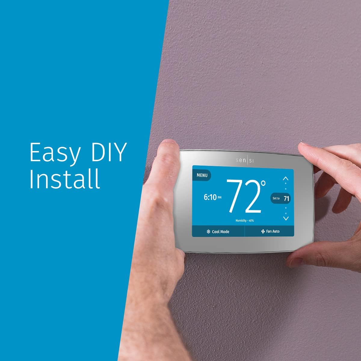Sensi Touch Smart Thermostat by Emerson with Touchscreen Color Display, Programmable, Wi-Fi, Mobile App, Easy DIY, Data Privacy, Works with Alexa