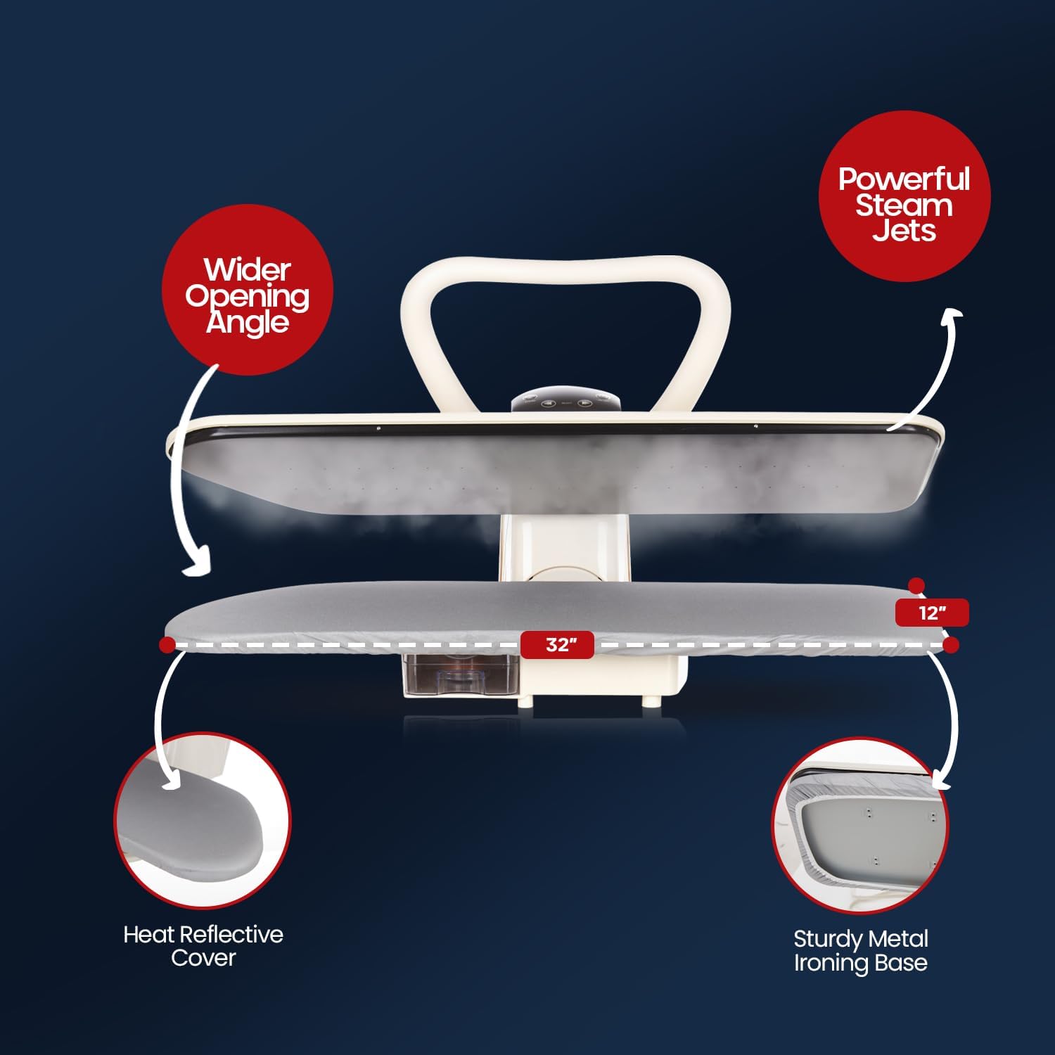 80HD Steam Press For Clothes- Professional Iron Press Machine- 32” XL Digital Heat Press With Multiple Steam Settings- Fast-Heating