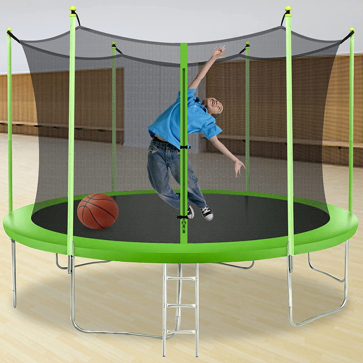 Trampoline with Enclosure Net Outdoor Jump Rectangle Trampoline