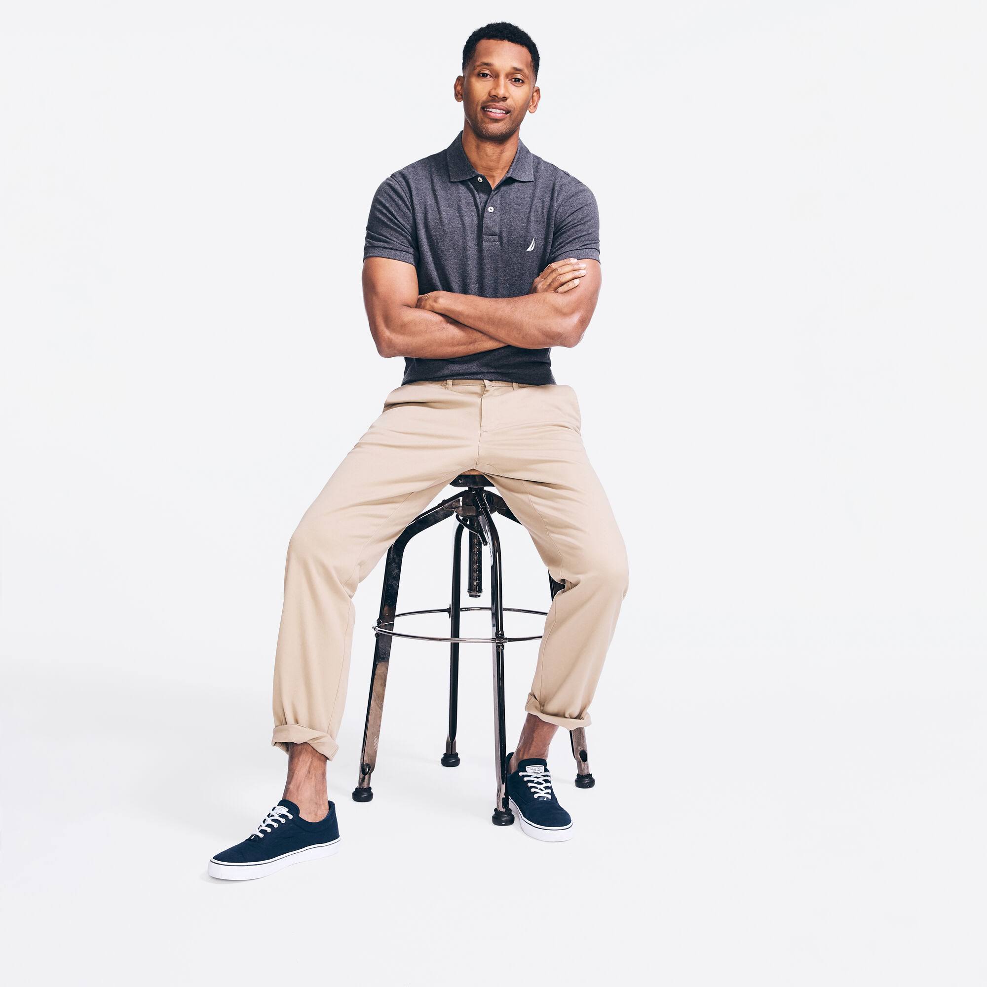 Nautica Men&s Classic Fit Flat Front Deck Pant True Khaki, 33x30