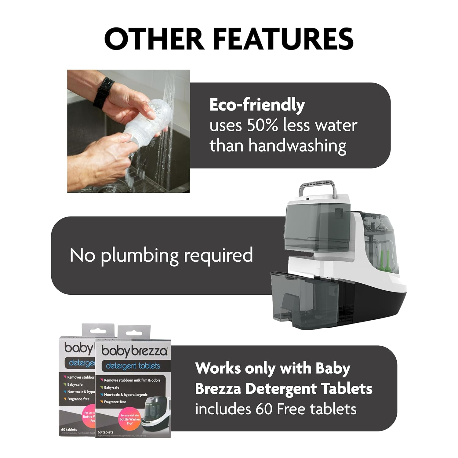 Baby Brezza Bottle Washer Pro - Baby Bottle Washer, Sterilizer + Dryer - All in One Machine Cleans Bottles, Pump Parts, & Sippy Cups