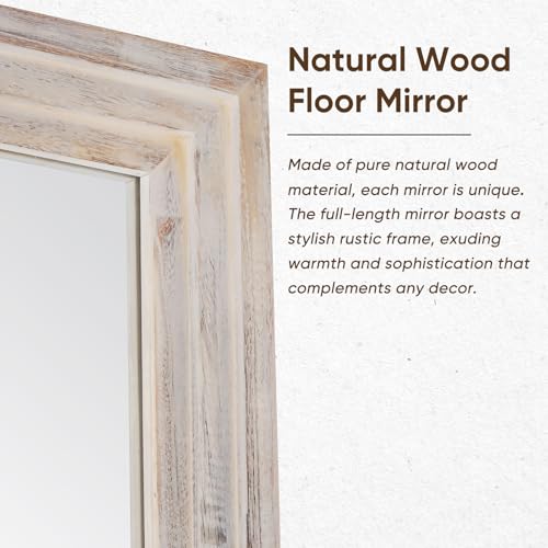 Full Length Mirror, 71"×32" Wooden Mirror Full Length with Stand Wood Floor Mirror, Oversized Stand Up Mirrors Large Wall Mirrors
