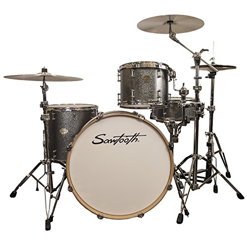 Sawtooth Command Series 4-Piece Shell Pack with 24" Bass Drum, Silver Sparkle, (ST-COM-4PC-24-SSPK)