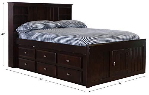 Discovery World Furniture White Full Bookcase Bed with 6 Drawers