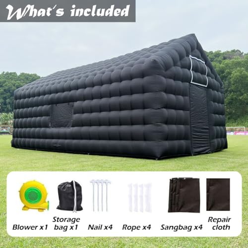 Inflatable Nightclub 29.5X16.5X14Ft Large Black Disco Cube Gazebo Event House with Logo Area & Blower Portable Inflatable Party Tent for Birthday