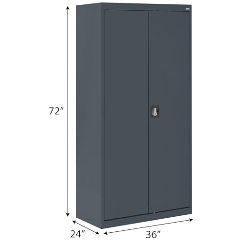 Sandusky Lee EA4R362472-02 Welded Steel Elite Storage Cabinet with Adjustable Shelves, 24" Length x 36" Width x 72" Height, Charcoal
