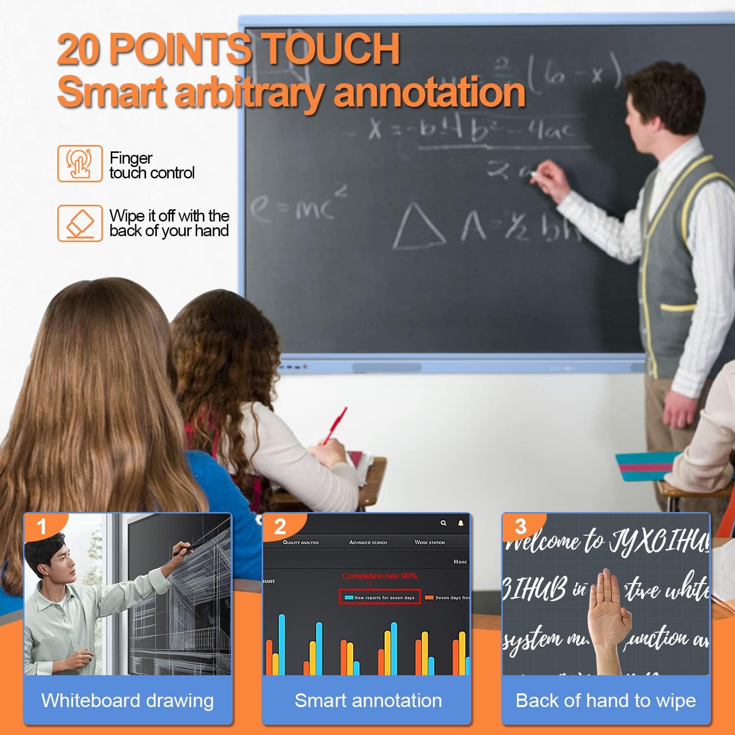 Smart Board Collaboration Hub, JYXOIHUB 55 Inch 4K UHD Digital Electronic Whiteboard Built in Dual OS for Classroom and Business