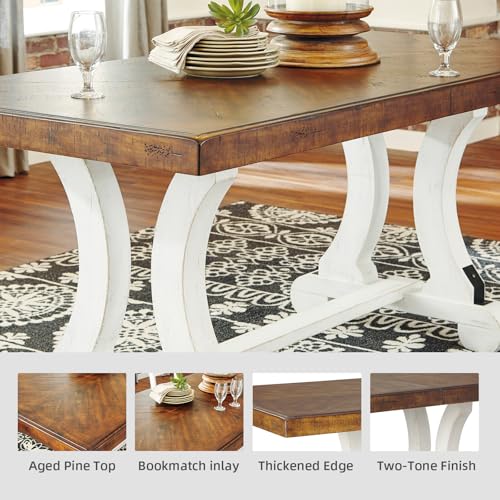 Signature Design by Ashley Valebeck Rustic Farmhouse 36" Counter Height Dining Table, Brown & White