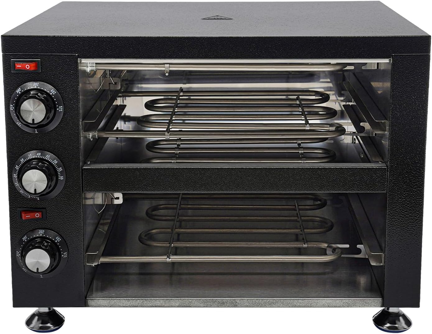 2 Tier Pizza Oven 2200W Stainless Steel Electric Pizza Oven with Trays and Timer