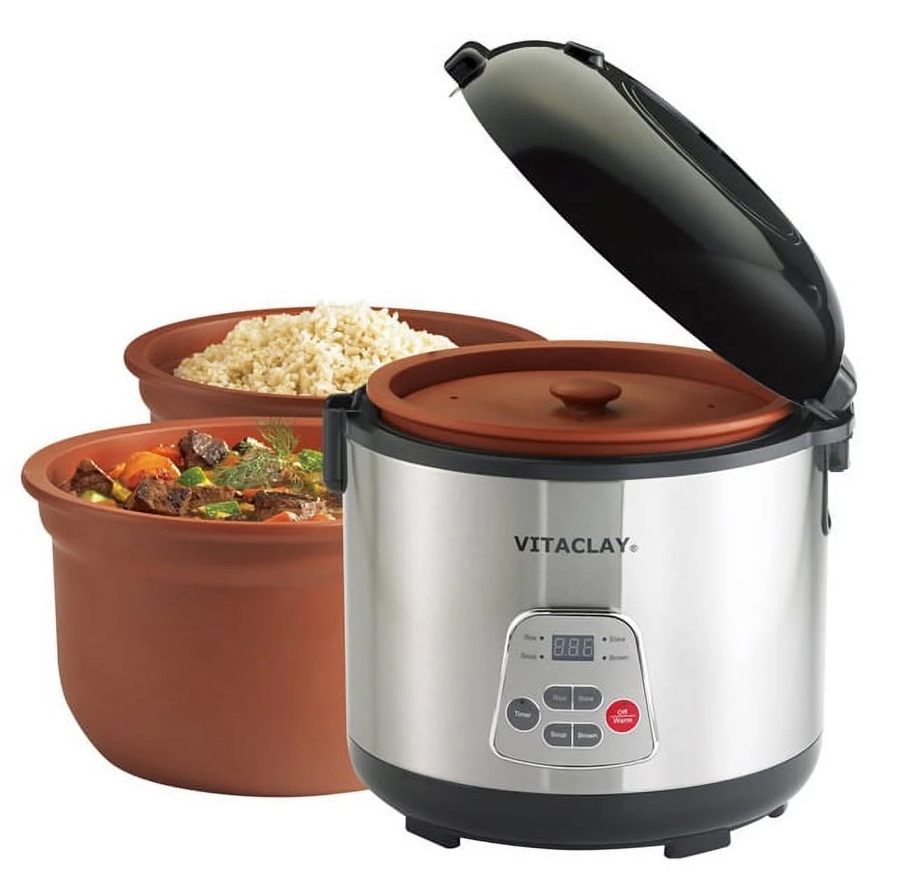 VitaClayR 2-in-1 Rice Slow Cooker & Clay Insert - Round, 6-cup / 3.2-Quart