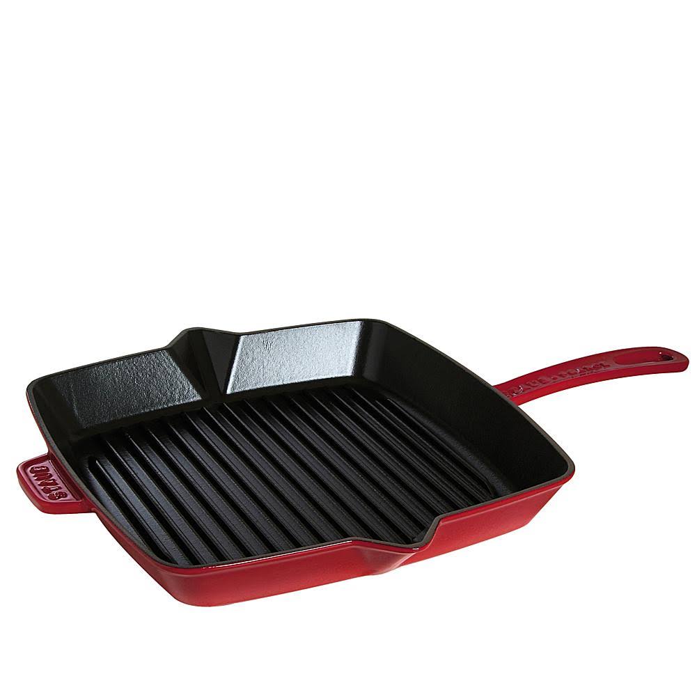 Staub Cast Iron Square Grill Pan, 10-in, Grenadine