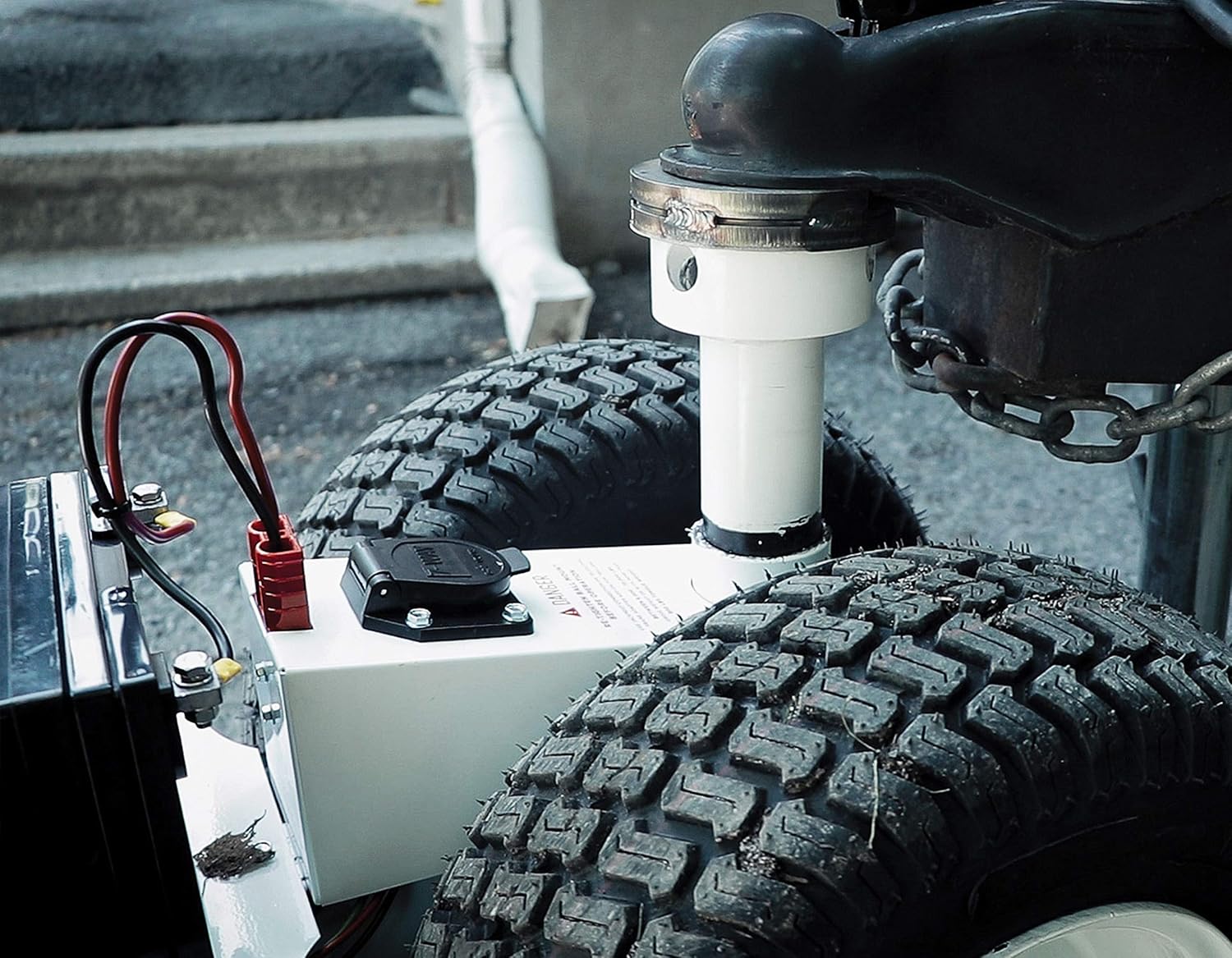 Parkit360 5K B2 Battery Powered Trailer Jack Utility Dolly for Easy Pulling with 2 Hitch Balls Included, Great for Camper, Cargo, and Boat Trailers