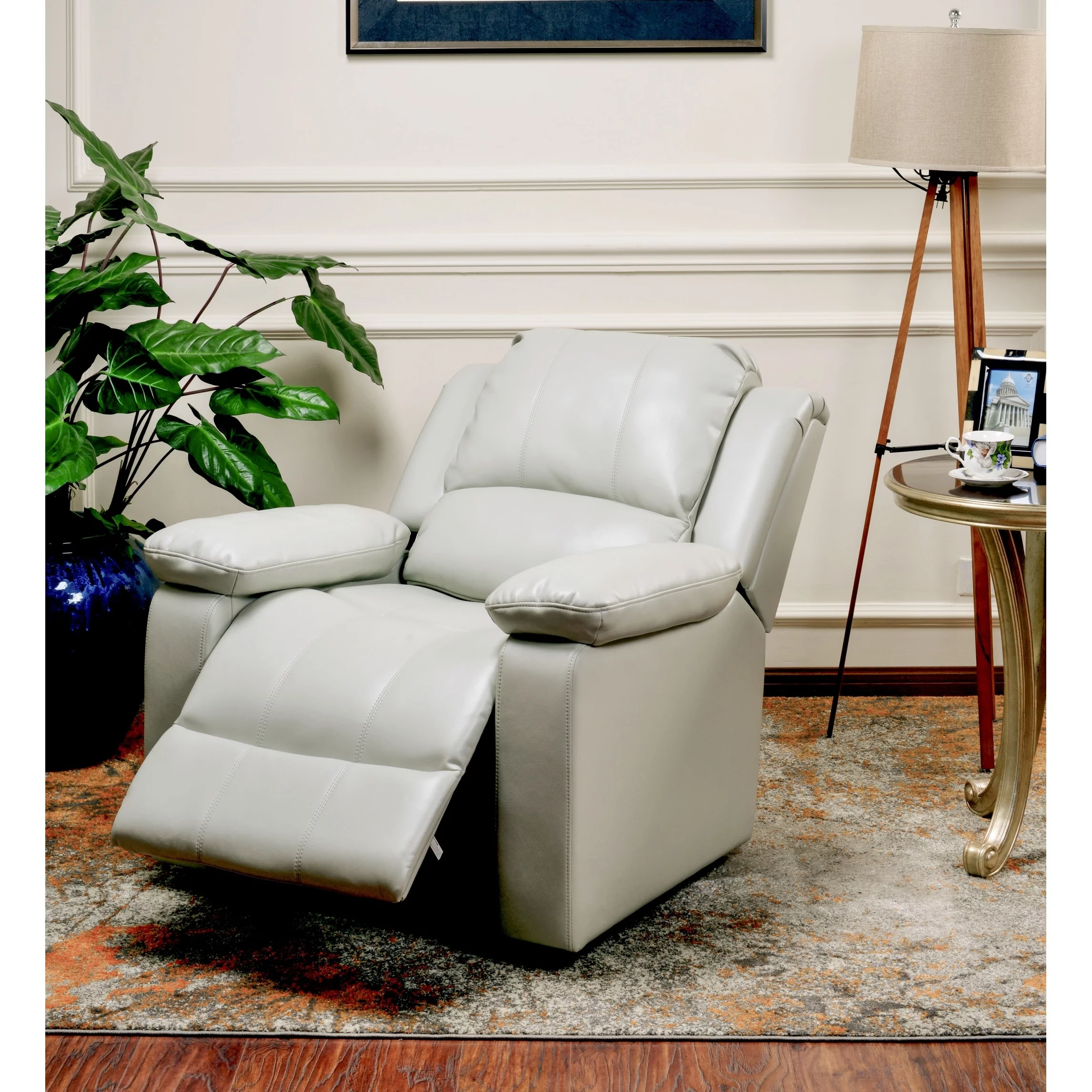 Greyson Living Charleston Leather Gel Glider Rocker Recliner by  Blue Semi-Firm Transitional, Casual