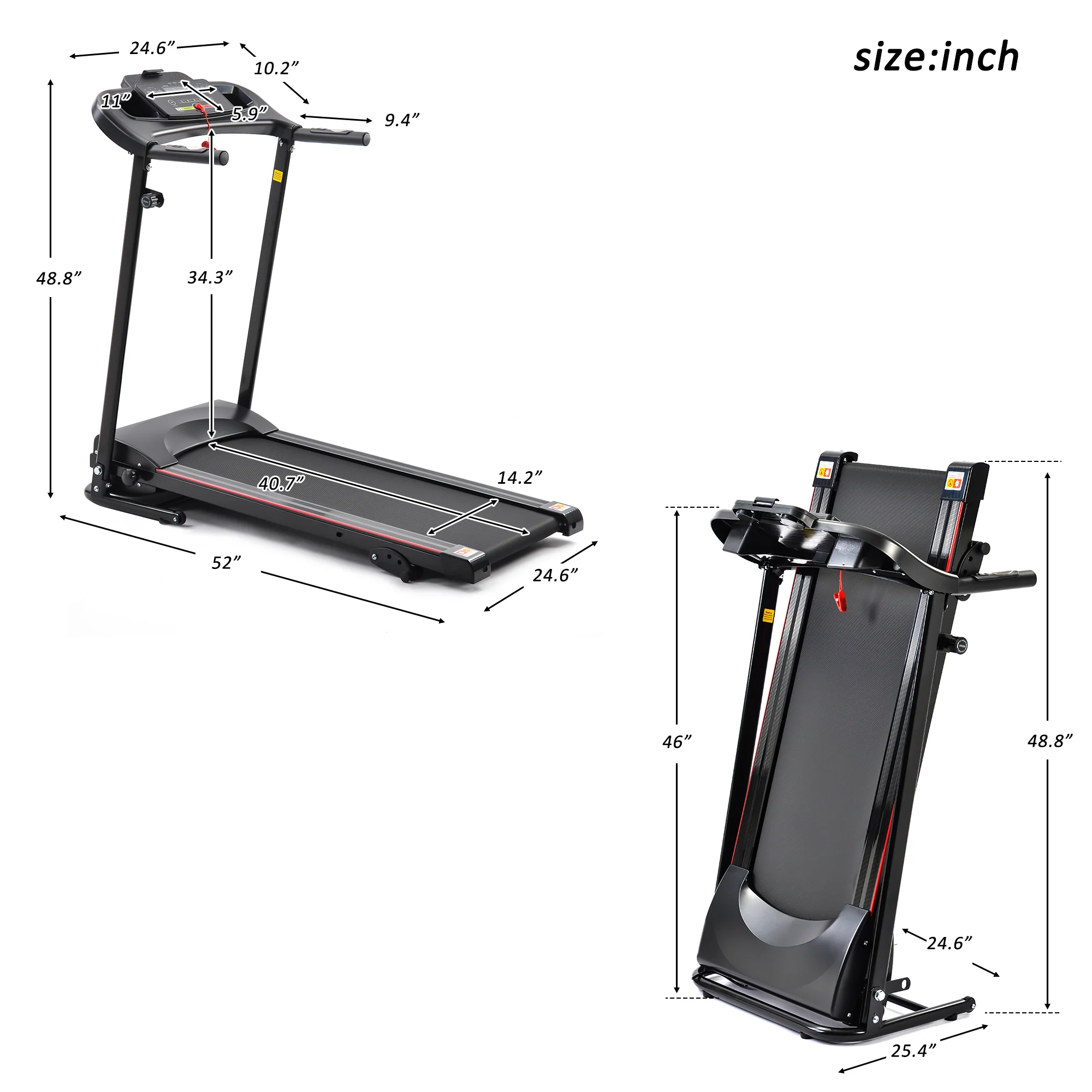 UWR-Nite Treadmill Folding Treadmill for Home Electric Treadmill Workout Running Machine 3-Level Manual Incline Treadmill with LCD Monitor for Home &