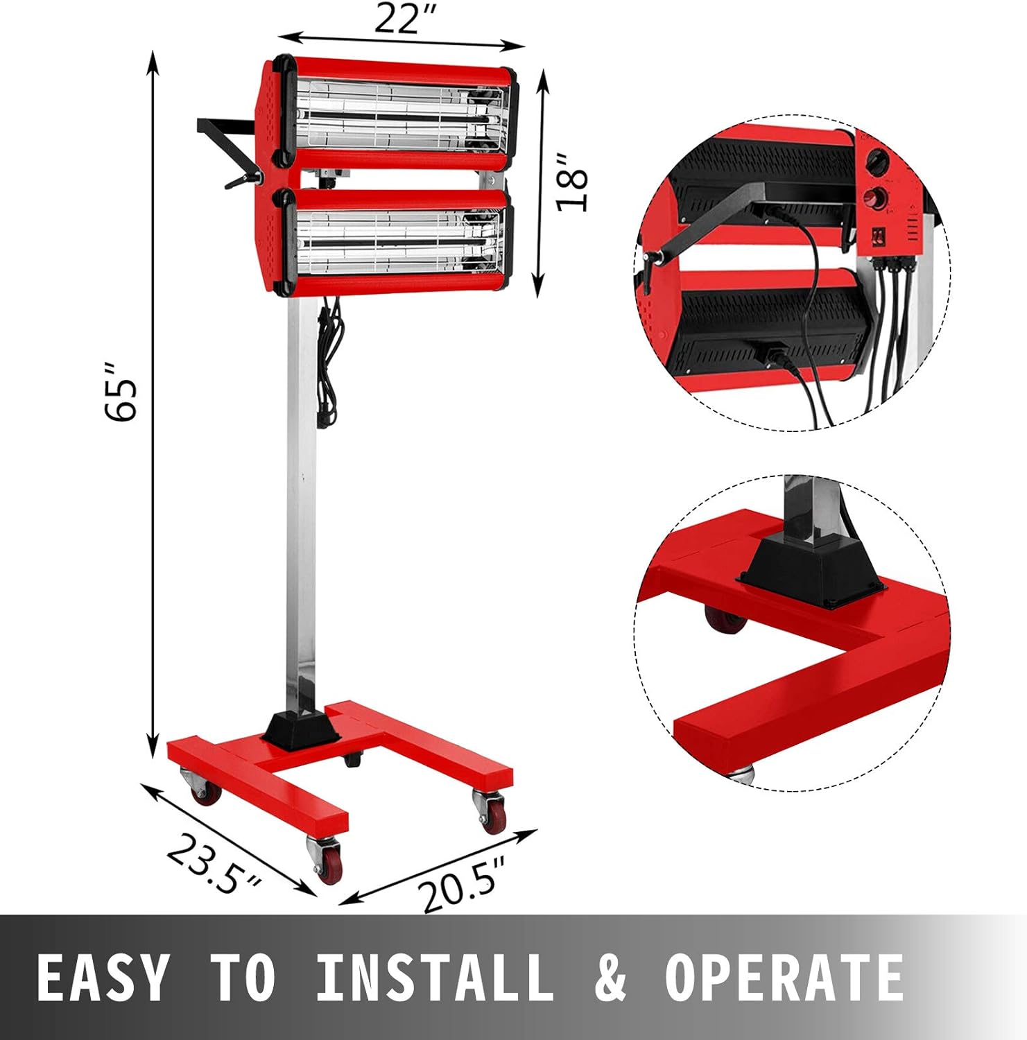 Bestauto 2000W Baking Infrared Paint Curing Lamp Short Wave Infrared Heater Car Bodywork Repair Paint Dryer/Stand