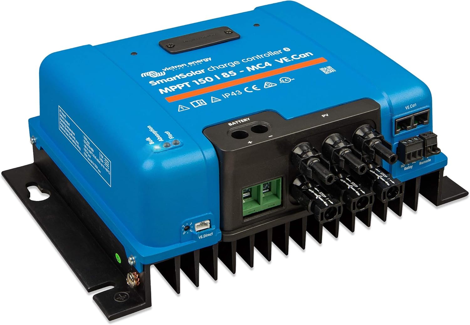Victron Energy SmartSolar MPPT MC4 VE.Can 250V 100 amp 12/24/36/48-Volt Solar Charge Controller (Bluetooth)