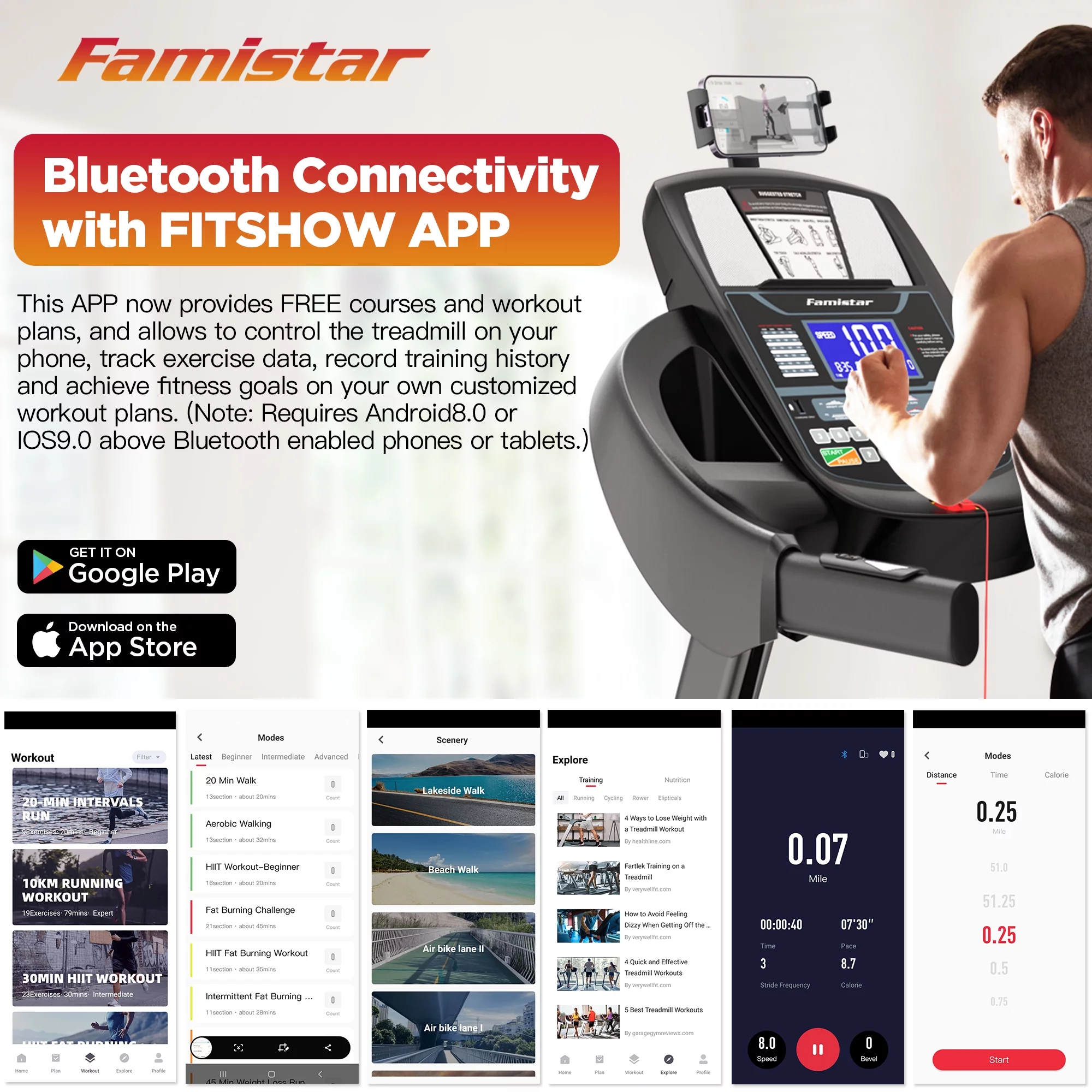 Famistar 4.5HP Portable Folding Treadmill 300 LB Capacity for Home w/ 15-Level Auto Incine, Smart APP Control, HiFi Stereo Bluetooth Speakers