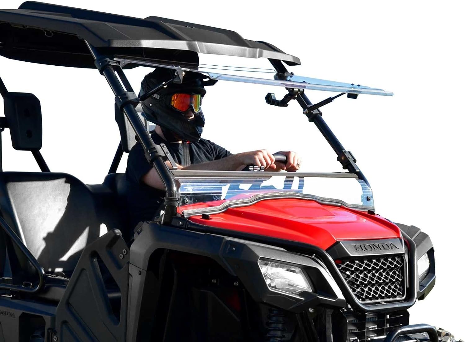 SuperATV Heavy Duty Scratch Resistant 3-1 Flip Windshield for 2015+ Honda Pioneer 500 | USA Made | 250X Stronger than Glass | Hard Coated for