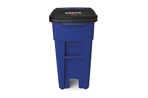 Rubbermaid Commercial Products BRUTE Rollout Heavy-Duty Wheeled Trash/Garbage Can, 50-Gallon, Gray