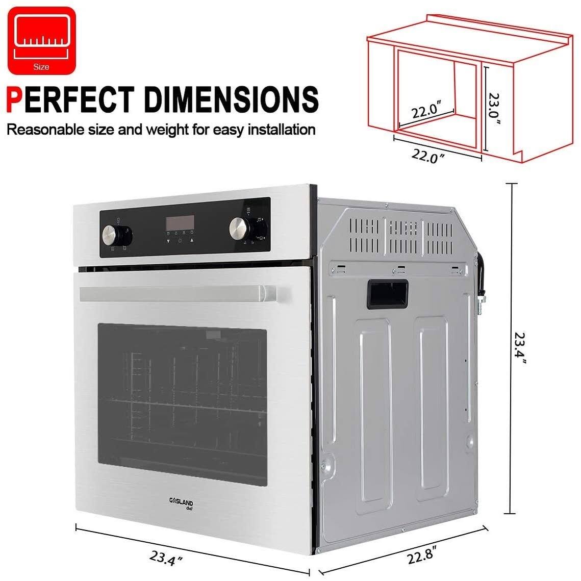 Gasland Chef 24x22 Built-in Propane GAS Wall Oven, Stainless Steel 6 Cooking Functions Convection, Digital Display Mechanical Kn