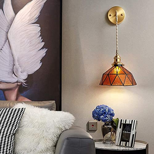 Tiffany Wall Sconces Battery Operated Set of 2,Indoor Wireless Wall Lights with Remote
