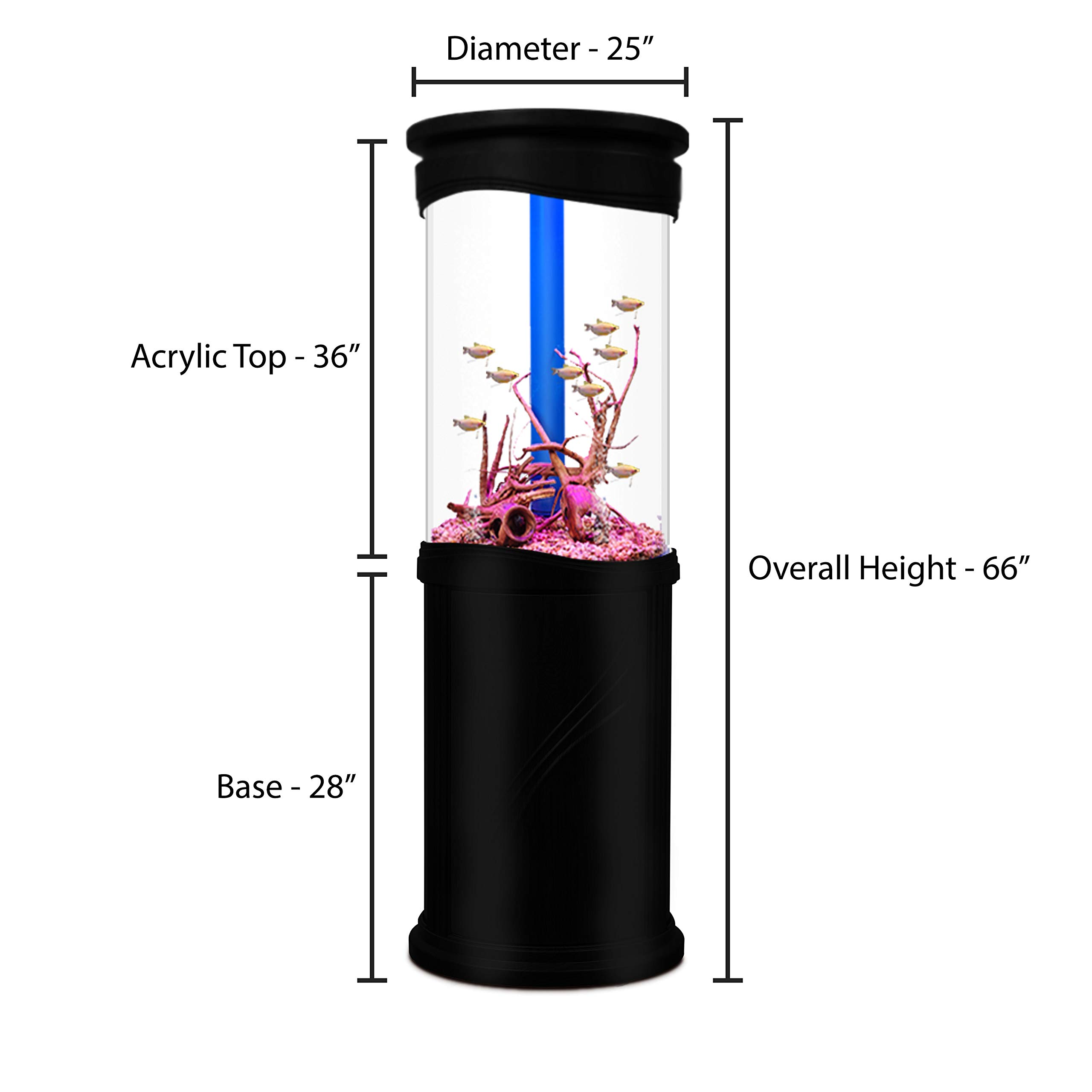 【Furniture】Aqualic 360 Acrylic Aquarium Cylinder Fish Tank 70 Gallons w/ LED Light & Sump Tank
