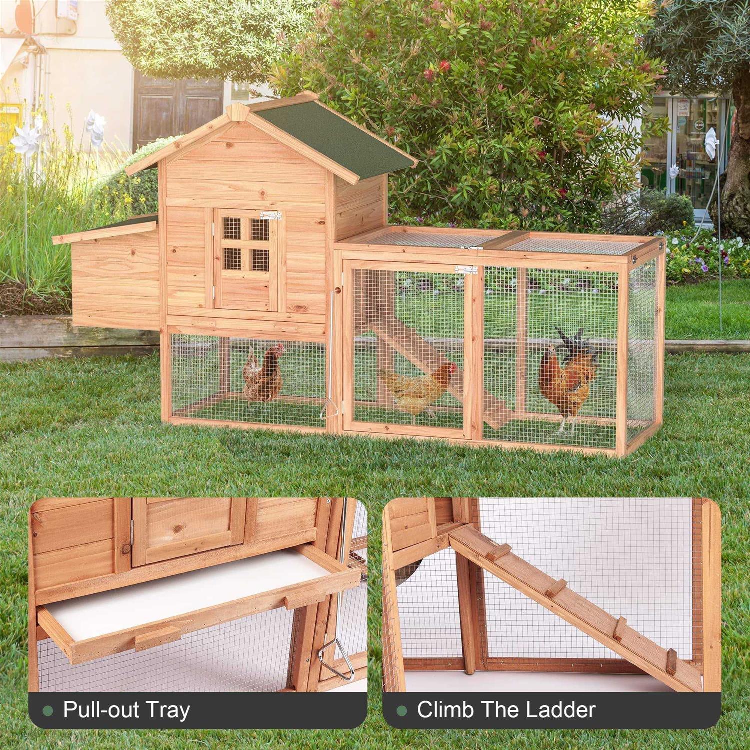 Grezone Chicken Coop Large Wooden Outdoor Hutch Hen Cage with Ventilation Castle Door - Pet Supplies online store