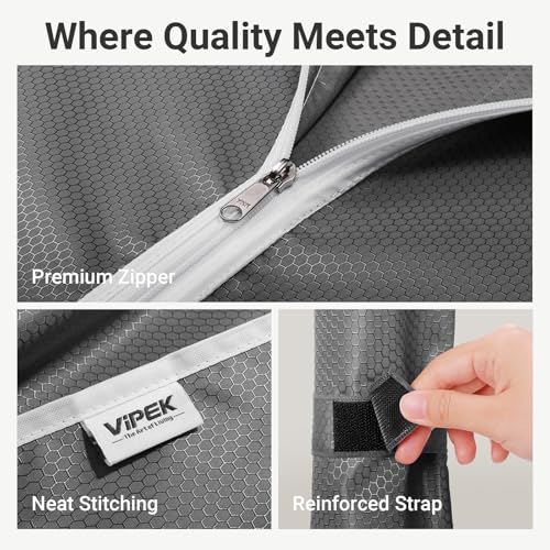 VIPEK R2C Medium Rolling Garment Rack with Cover Heavy Duty Clothes Rack Adjustable Clothing Rack for Hanging Clothes Portable Closets with Double