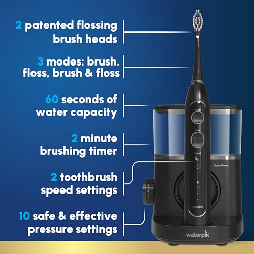 Waterpik Sonic-Fusion 2.0 Professional Flossing Electric Toothbrush with Water Flosser Combo In One, White SF-04, Packaging May Vary