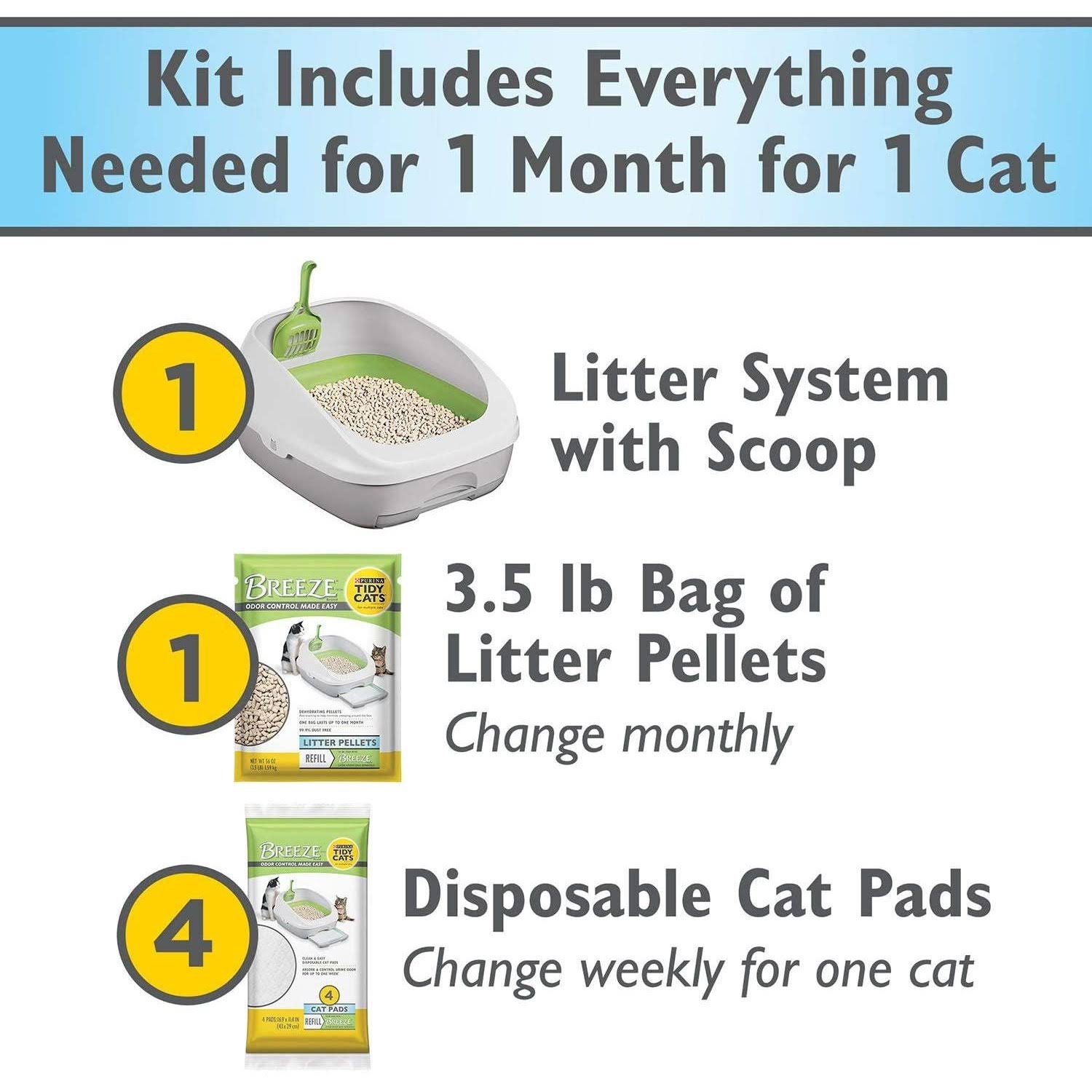 Breeze Anti-Tracking Pellets Cat Litter Box Starter Kit for Multiple Cats Box
