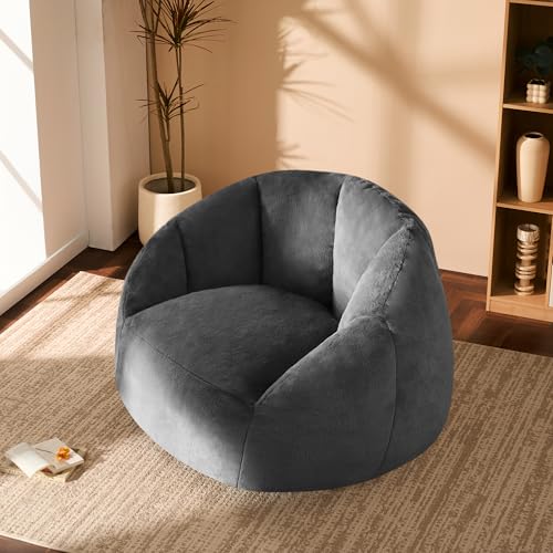 Giant Bean Bag Chair for Adults - Comfy Plush Round Shell Soft Accent Chair, Oversized Cozy Lounge Floor Sofa Reading Chair