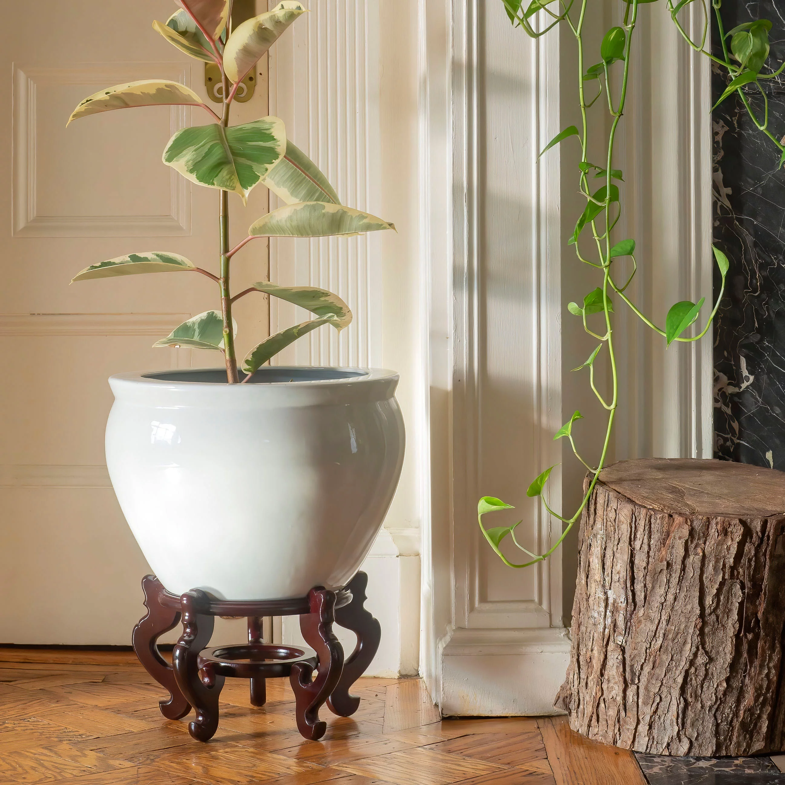 12" White Porcelain Fishbowl - Curated Treasures Market