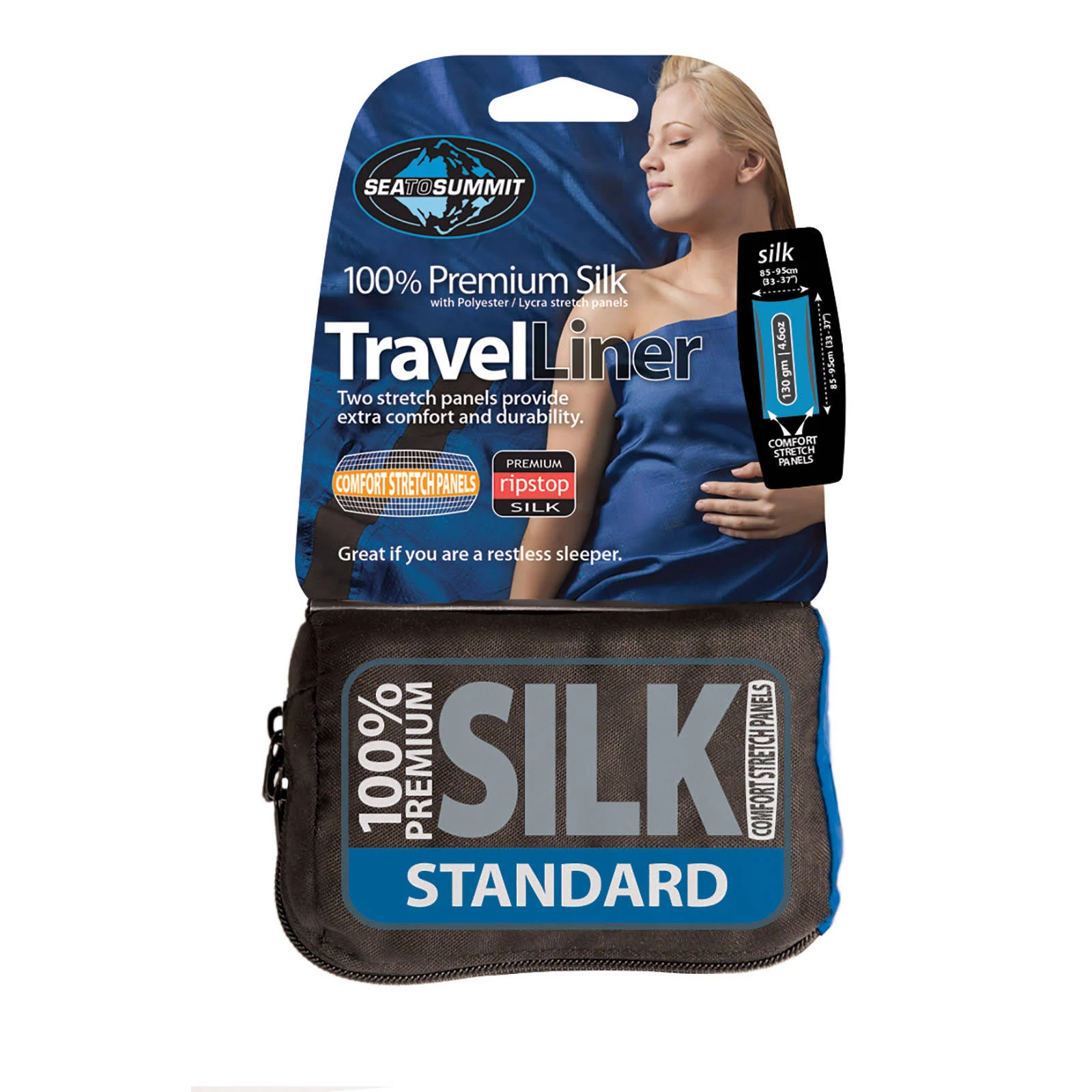 Sea to Summit Premium Silk Liner, Rectangular / Navy Blue