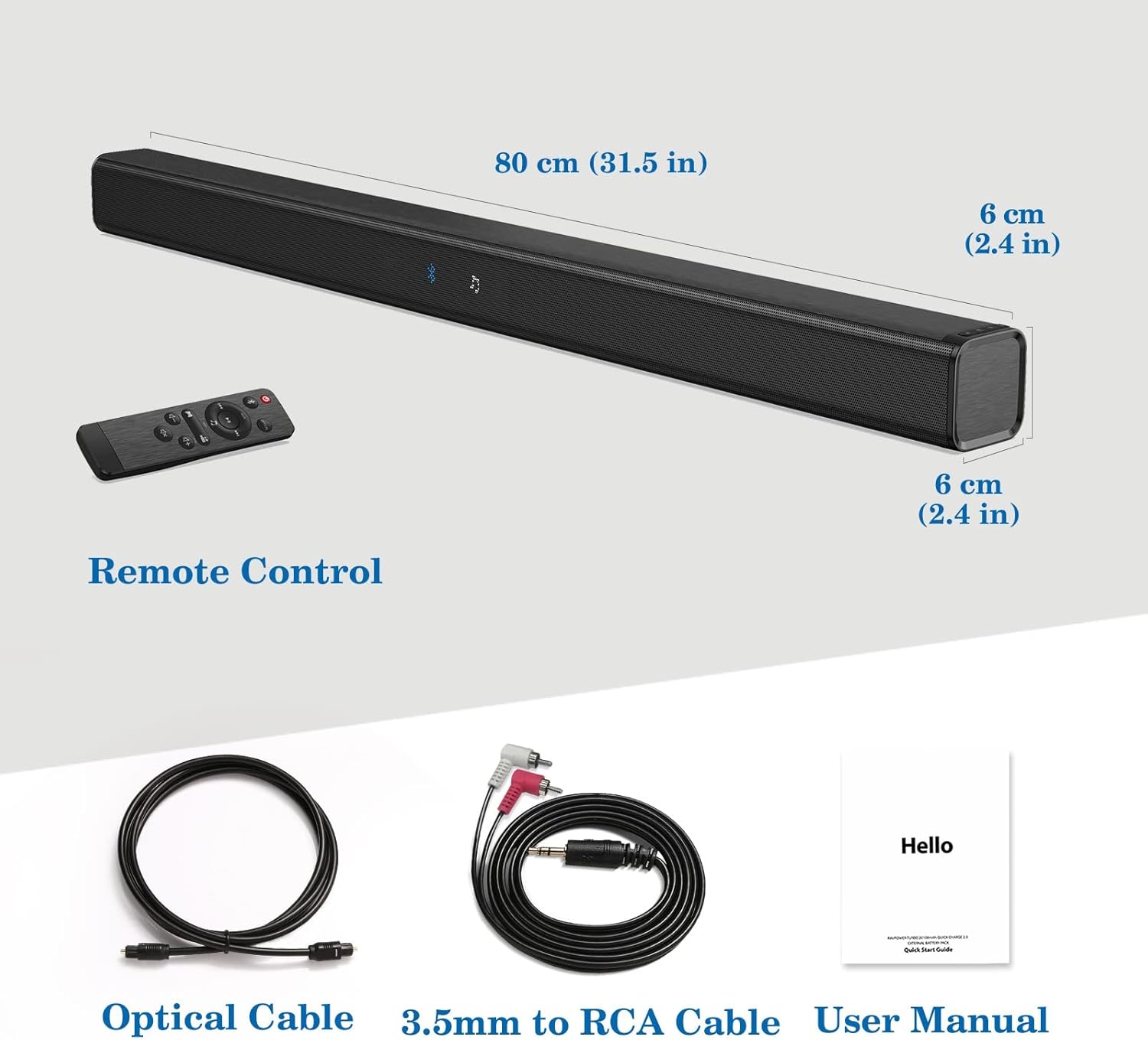 TV Soundbar, Wired & Wireless Bluetooth 5.0 Stereo Sound bar for TV, Three Equalizer Mode Audio Speaker for TV, Optical/Aux/RCA Connection