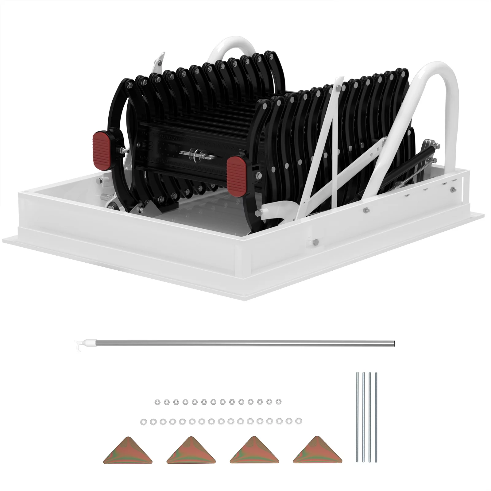 Motor Genic 12 Steps Black Loft Wall Folding Pulldown Attic Ceiling Ladder Stairs 39.4*27.6"