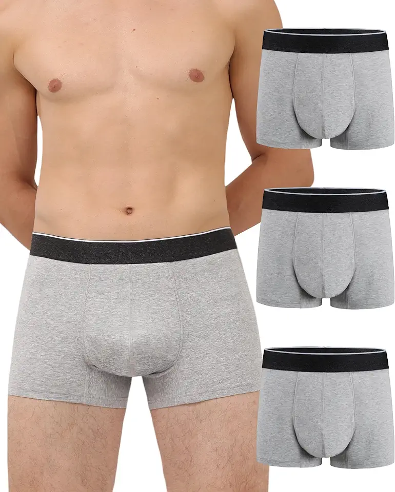 Incontinence Protective Underwear for Men Washable Bladder Leak Proof Boxer Brief 60 ml Absorbency Trunk 3 Pack (3 Gray, M) - Kansas Nuitrition