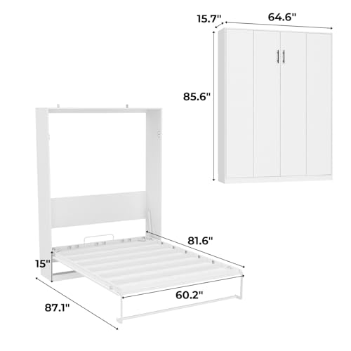 FAMAPY Twin Murphy Bed with Built-in Charging Station, Space-Saving Murphy Bed Chest Twin with Drawer, Foldable