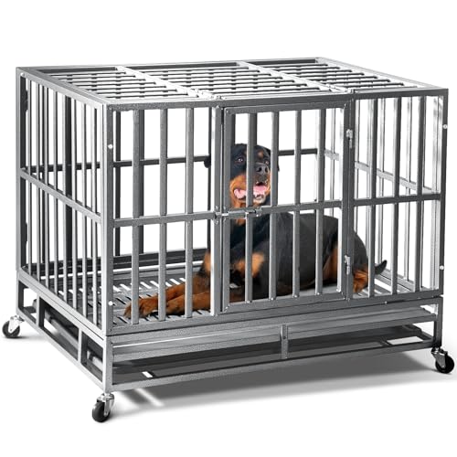 Oranland 48 inch Heavy Duty Indestructible Dog Crate,2025 New Upgraded Reinforced Baseplate for Large Dogs