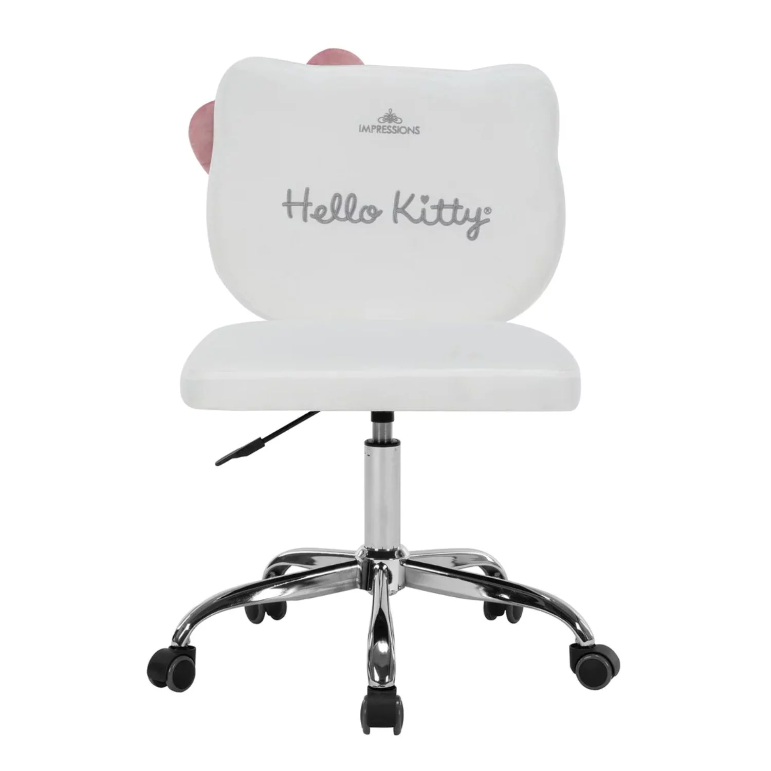 Impressions Vanity Hello Kitty Kawaii Swivel Vanity Chair for Makeup Room with Wheels Rolling Armless Chair (Pink) - Radiant Selections