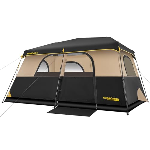 FanttikOutdoor Instant Cabin Tent 6/8/10/12 Person Camping Tent Setup in 60 Seconds with Rainfly & Windproof Portable with Carry Bag for Family