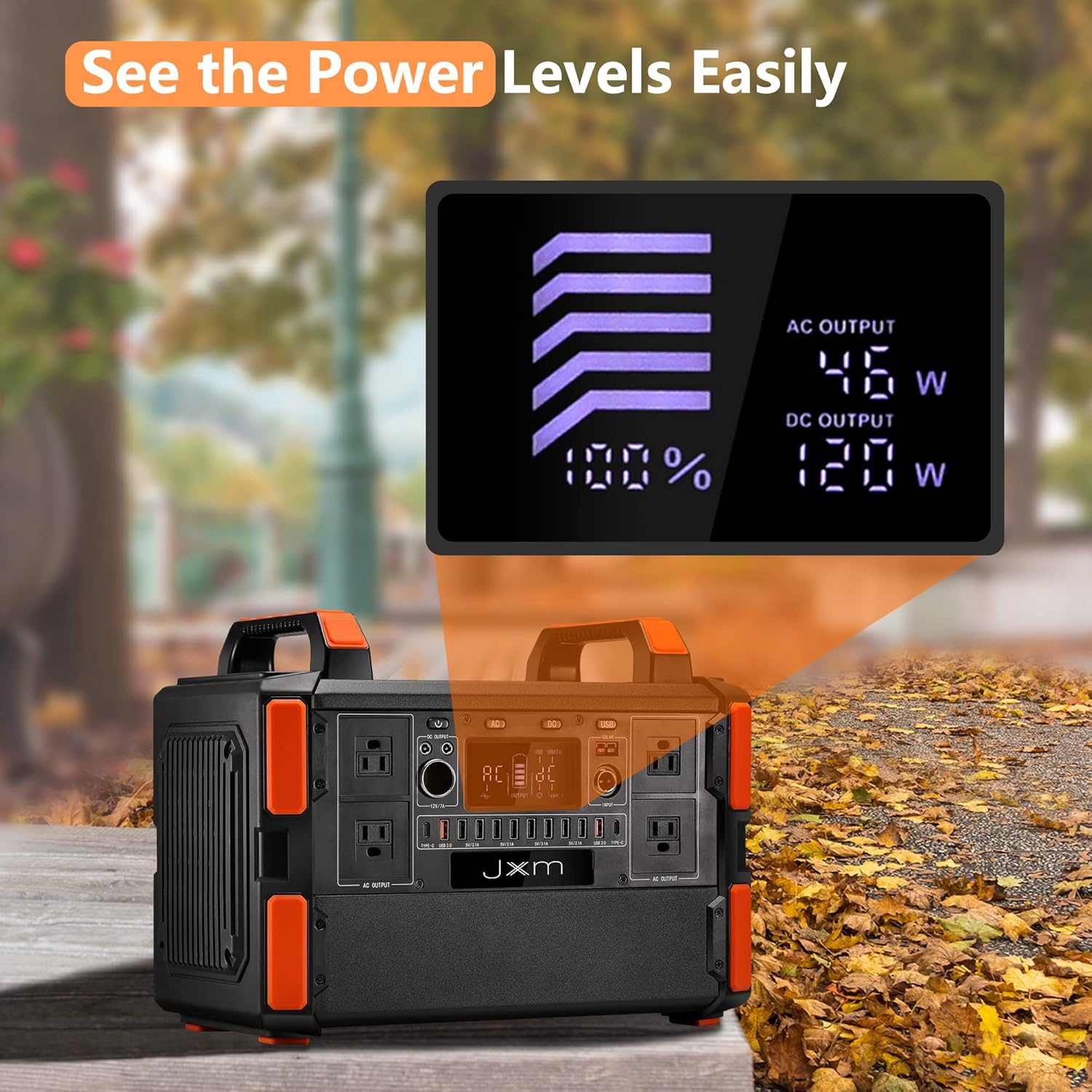 JXXM Portable Power Station 1002Wh Solar Generator, LiFePO4 Battery with 110V/1000W Pure Sine Wave AC Outlet