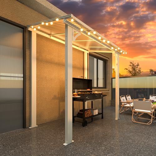 AECOJOY 10&rsquo; x 10&rsquo; Gazebo, Wall Mounted Gazebos Pergola on Clearance, Outdoor Patio Lean to Gazebo Awnings for Deck, Porch
