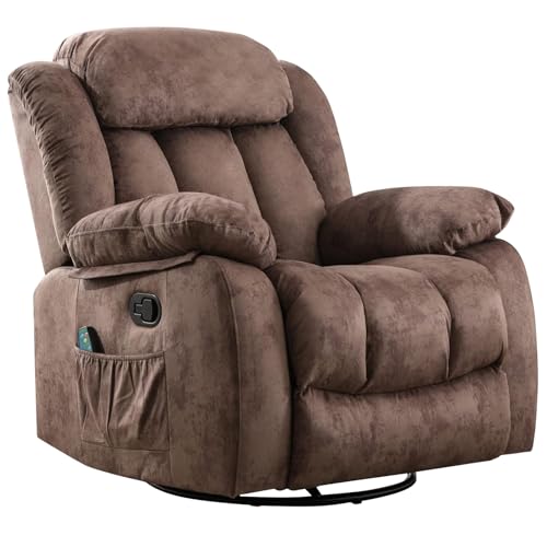 INZOY Massage Swivel Rocker Recliner with Heat and Vibration, Manual Rocking Recliner Chair with Vibrating Massage