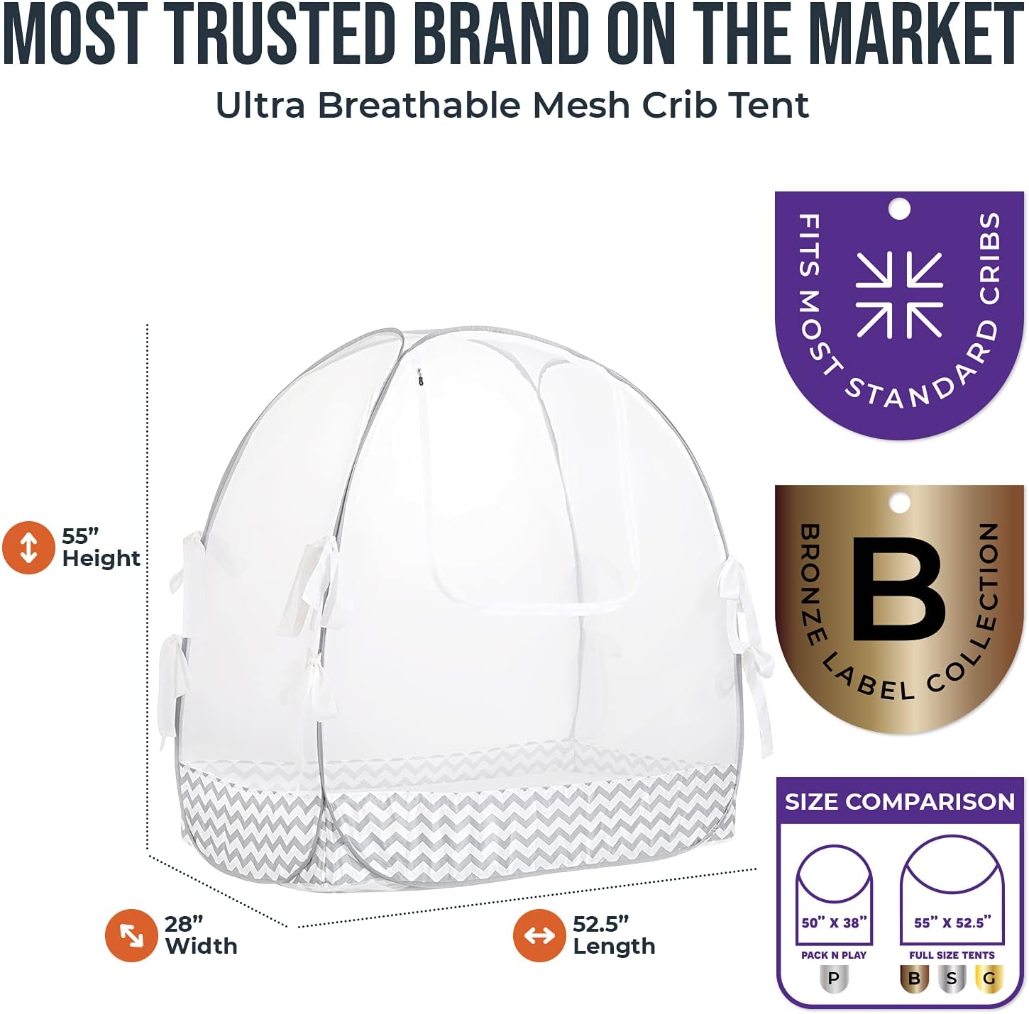 Baby Crib Tent By Pro Baby Safety | Infant Mosquito Netting Made from Fine See Through Mesh Prevent Toddlers from Climbing Out of The Crib