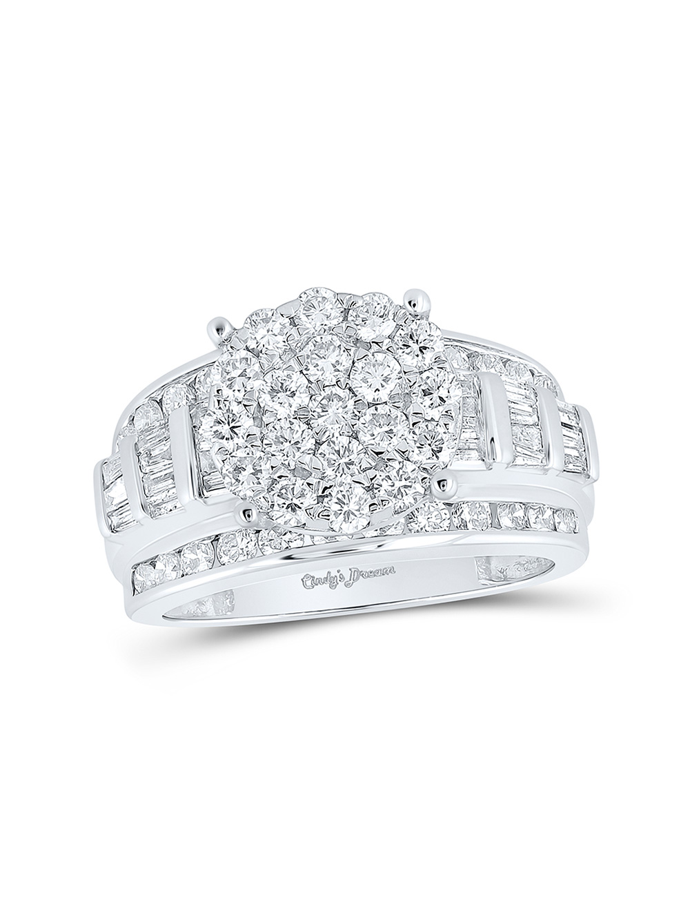 10kt White Gold Round Diamond Cluster Bridal Wedding Engagement Ring 2 Cttw